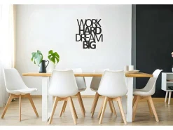 Metalen Decoratie Work Hard Dream Big 1, Zwart, 65X1,5X70 Cm,-EPIKASA