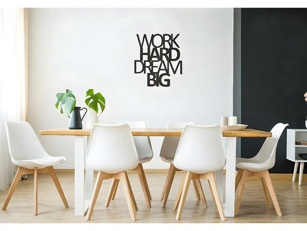 Metalen Decoratie Work Hard Dream Big 1, Zwart, 65X1,5X70 Cm,-EPIKASA