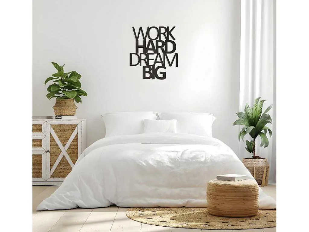 Metalen Decoratie Work Hard Dream Big 1, Zwart, 65X1,5X70 Cm,-EPIKASA