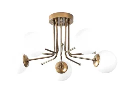 Metalen Plafondlamp Met 5 Lampen Daisy - D80 X H34 Cm - Wit En Goud-OZAIA Best