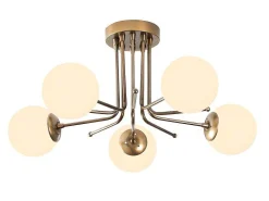 Metalen Plafondlamp Met 5 Lampen Daisy - D80 X H34 Cm - Wit En Goud-OZAIA Best
