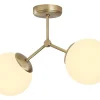 Metalen Plafondlamp Met 2 Bollen Damar - L. 44 X H. 28 Cm - Wit En Goudkleurig-OZAIA Clearance