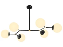 Metalen Plafondlamp Met 6 Bollen Damar - L. 100 X H. 52 Cm - Zwart En Goudkleurig-OZAIA Sale