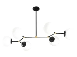 Metalen Plafondlamp Met 6 Bollen Damar - L. 100 X H. 52 Cm - Zwart En Goudkleurig-OZAIA Sale