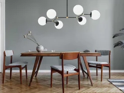 Metalen Plafondlamp Met 6 Bollen Damar - L. 100 X H. 52 Cm - Zwart En Goudkleurig-OZAIA Sale