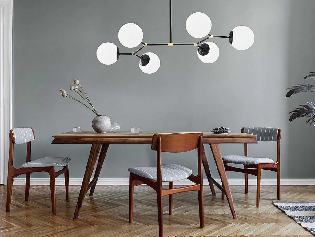 Metalen Plafondlamp Met 6 Bollen Damar - L. 100 X H. 52 Cm - Zwart En Goudkleurig-OZAIA Sale