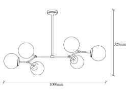 Metalen Plafondlamp Met 6 Bollen Damar - L. 100 X H. 52 Cm - Wit En Goudkleurig-OZAIA Hot