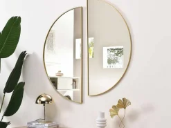 Metalen Spiegel Met Halve Cirkel Design - B.50 X H.100 Cm - Goudkleurig - Gavra-OZAIA Sale