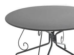 Metalen Tuineethoek Met Gietijzeren Stijl: Een Tafel D120 Cm En 4 Opstapelbare Fauteuils - Antraciet - Guermantes Van-MYLIA Outlet