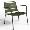 Metalen Tuinmeubelset - 2 Lage Stapelstoelen En Een Bijzettafel - Kaki - Mirmande-MYLIA Discount