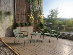 Metalen Tuinmeubelset - 2 Lage Stapelstoelen En Een Bijzettafel - Kaki - Mirmande-MYLIA Discount