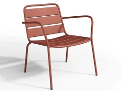 Metalen Tuinmeubelset - 2 Lage Stapelstoelen En Een Bijzettafel - Terracotta - Mirmande-MYLIA Best