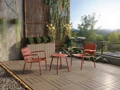Metalen Tuinmeubelset - 2 Lage Stapelstoelen En Een Bijzettafel - Terracotta - Mirmande-MYLIA Best