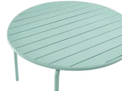 Metalen Tuinsalon Mirmande - Tafel D110 Cm + 4 Stapelbare Fauteuils - Amandelgroen-MYLIA Discount
