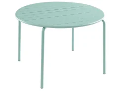 Metalen Tuinsalon Mirmande - Tafel D110 Cm + 4 Stapelbare Fauteuils - Amandelgroen-MYLIA Discount