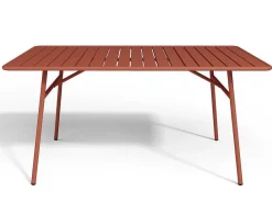 Metalen Tuinset - Tafel L.160 Cm Met 2 Stapelstoelen En 4 Stapelstoelen - Terracotta - Mirmande-MYLIA New