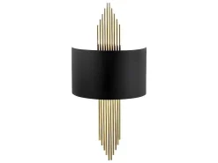 Metalen Wandlamp Sangarius - B22 X H75 Cm - Zwart En Goud-OZAIA New