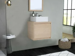 Meubel Onder Wastafel Met Engelse Lade - Eikenfineer - 60 Cm - Mesliva-Vente-unique Hot