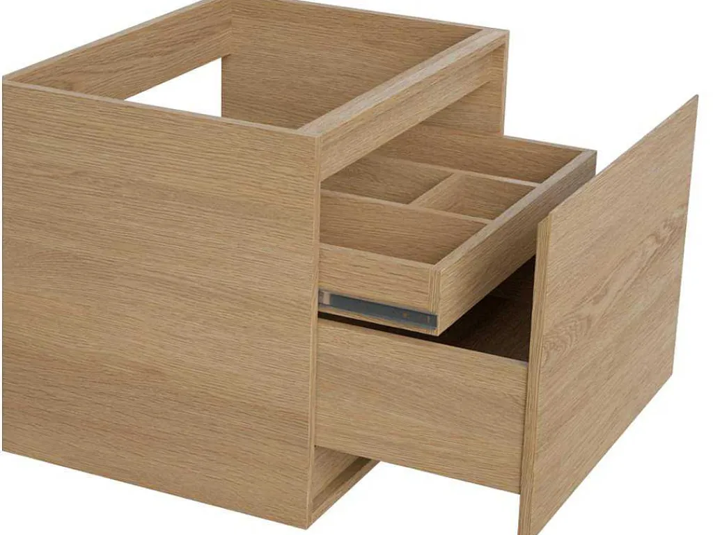 Meubel Onder Wastafel Met Engelse Lade - Eikenfineer - 60 Cm - Mesliva-Vente-unique Hot