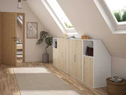 Meubel Voor Onder Een Hellend Dak 1 Deur En 1 Nis - Wit En Naturel - Adezio-Vente-unique Hot