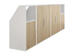 Meubel Voor Onder Een Hellend Dak 6 Deuren En 2 Nissen - Wit En Naturel - Adezio-Vente-unique Hot
