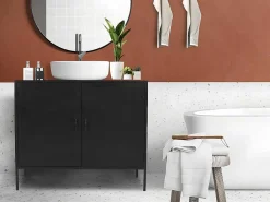 Meubel Voor Onder Wastafel Van Metaal - 2 Deuren - 95 Cm - Orionis-Vente-unique Outlet