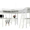 Mezzaninebed - 2 Bedden 90X200 Cm - 2 Bureaus Onder Het Bed - Wit-ModernLuxe Online