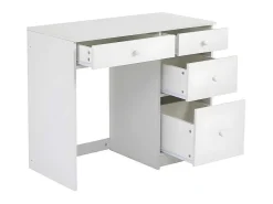 Mezzaninebed 90X200 Cm - Met Opbergmeubel En Bureau - Massief Hout - Wit-ModernLuxe Best