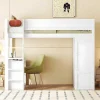 Mezzaninebed 90X200Cm - Multifunctioneel Kinderbed - Voorzien Van Kledingkast En Bureau - In Massief Grenen - Wit-ModernLuxe Outlet