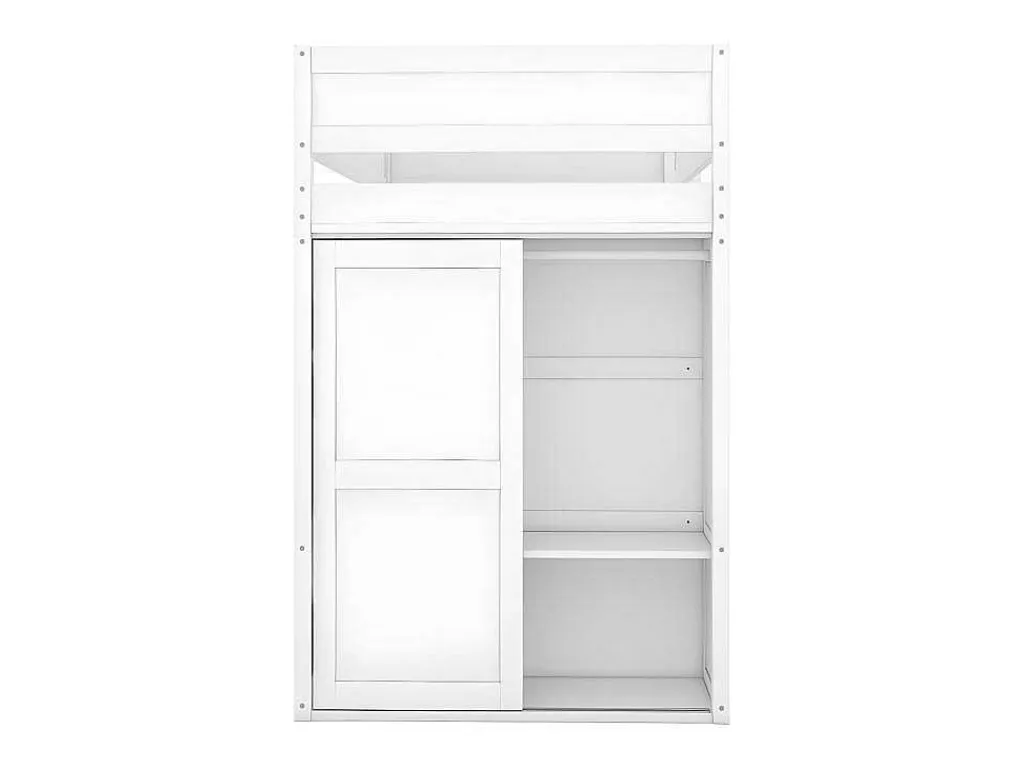 Mezzaninebed 90X200Cm - Multifunctioneel Kinderbed - Voorzien Van Kledingkast En Bureau - In Massief Grenen - Wit-ModernLuxe Outlet