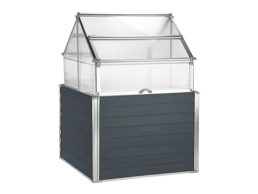 Mini-Tuinkas Van Polycarbonaat En Structuur Van Aluminium - L120 X B120 X H169 Cm - Antraciet - Genista-EXPERTLAND Hot