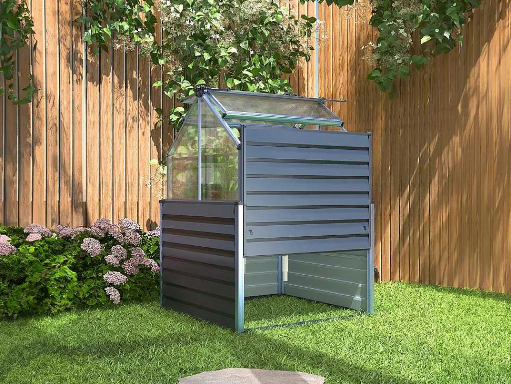 Mini-Tuinkas Van Polycarbonaat En Structuur Van Aluminium - L120 X B120 X H169 Cm - Antraciet - Genista-EXPERTLAND Hot