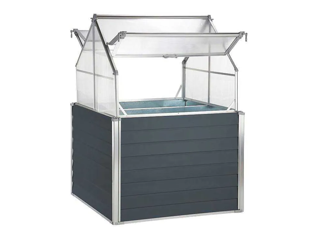 Mini-Tuinkas Van Polycarbonaat En Structuur Van Aluminium - L120 X B120 X H169 Cm - Antraciet - Genista-EXPERTLAND Hot