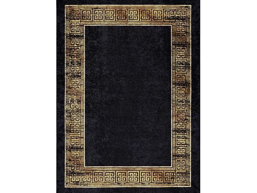Miro 51223.806 Tapijt Wasbaar Kader, Grieks Antislip - Zwart / Goud 200X290 Cm-RugsX Outlet
