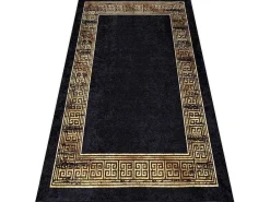 Miro 51223.806 Tapijt Wasbaar Kader, Grieks Antislip - Zwart / Goud 200X290 Cm-RugsX Outlet