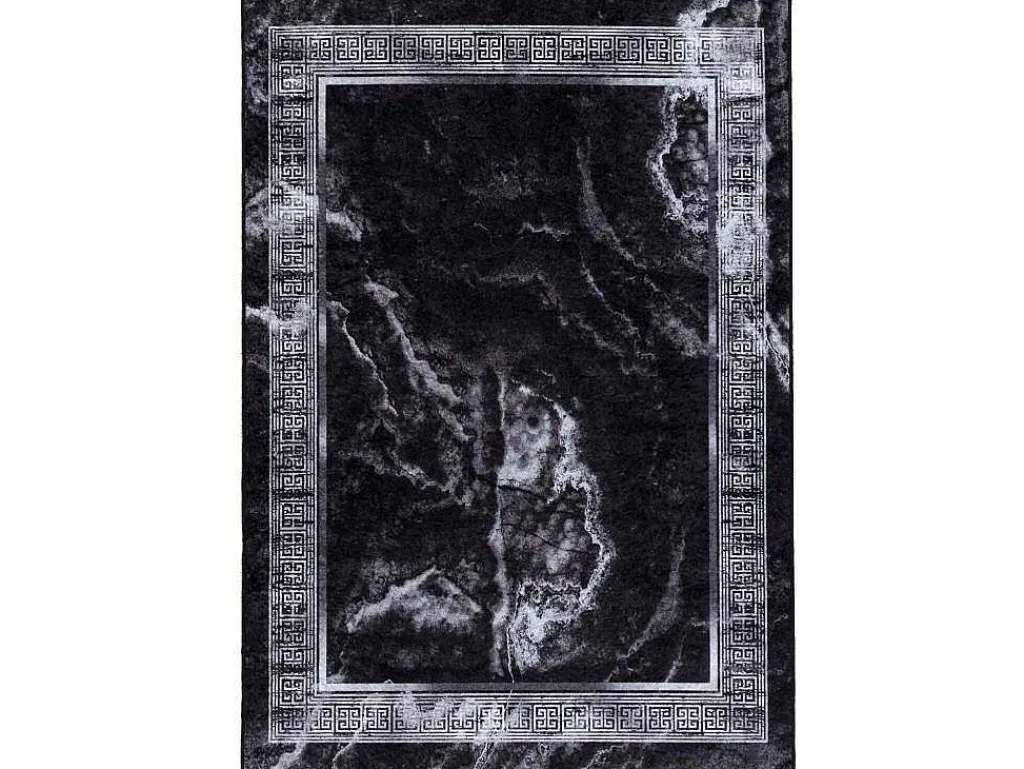 Miro 51278.810 Tapijt Wasbaar Marmer, Grieks Antislip - Zwart / Wit 140X190 Cm-RugsX Best