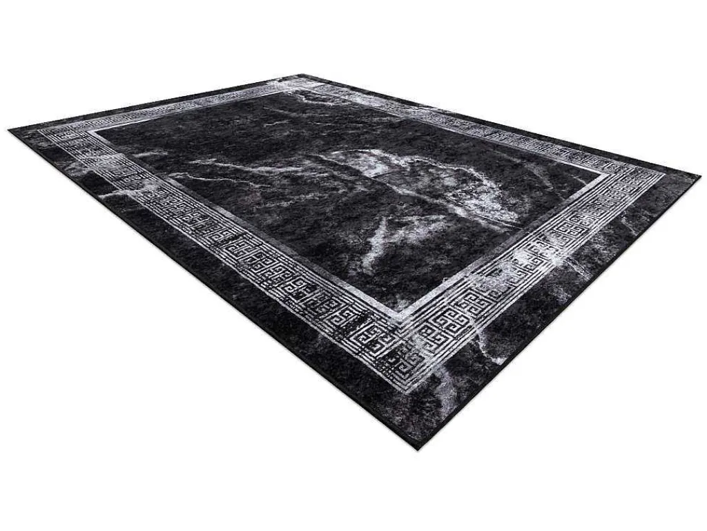 Miro 51278.810 Tapijt Wasbaar Marmer, Grieks Antislip - Zwart / Wit 140X190 Cm-RugsX Best