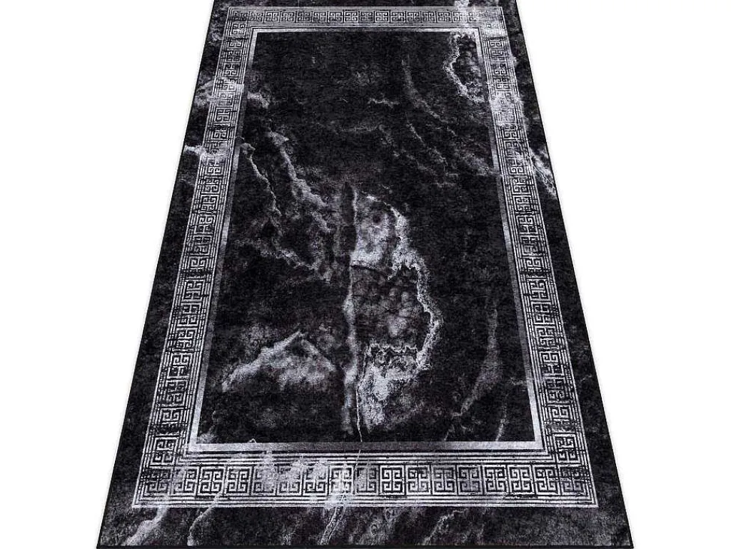 Miro 51278.810 Tapijt Wasbaar Marmer, Grieks Antislip - Zwart / Wit 140X190 Cm-RugsX Best