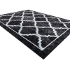 Miro 51639.806 Tapijt Wasbaar Trellis Geruite Antislip - Zwart 200X290 Cm-RugsX Online