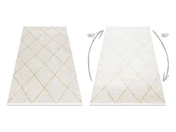 Modern Tapijt Duke 51245 Creme / Goud - Latwerk, Gestructureerd, Zeer 140X190 Cm-RugsX