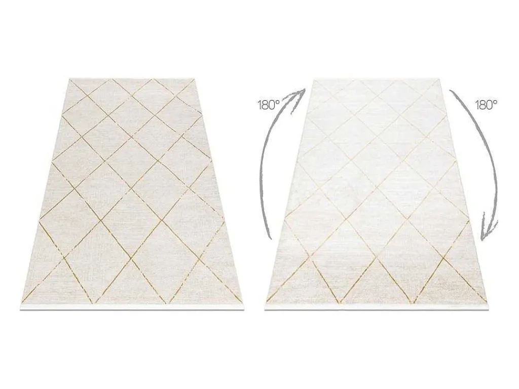 Modern Tapijt Duke 51245 Creme / Goud - Latwerk, Gestructureerd, Zeer 140X190 Cm-RugsX