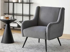 Moderne Loungestoel - Enkele Bank Met Armleuningen - Metalen Poten - Grijs-ModernLuxe Discount