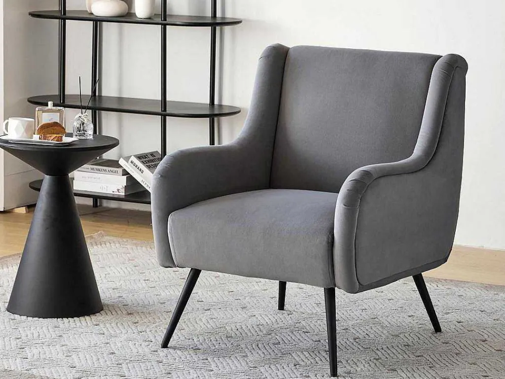 Moderne Loungestoel - Enkele Bank Met Armleuningen - Metalen Poten - Grijs-ModernLuxe Discount