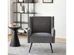Moderne Loungestoel - Enkele Bank Met Armleuningen - Metalen Poten - Grijs-ModernLuxe Discount