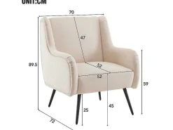 Moderne Loungestoel - Enkele Bank Met Armleuningen - Metalen Poten - Beige-ModernLuxe