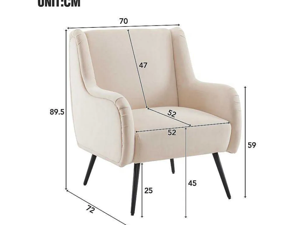 Moderne Loungestoel - Enkele Bank Met Armleuningen - Metalen Poten - Beige-ModernLuxe
