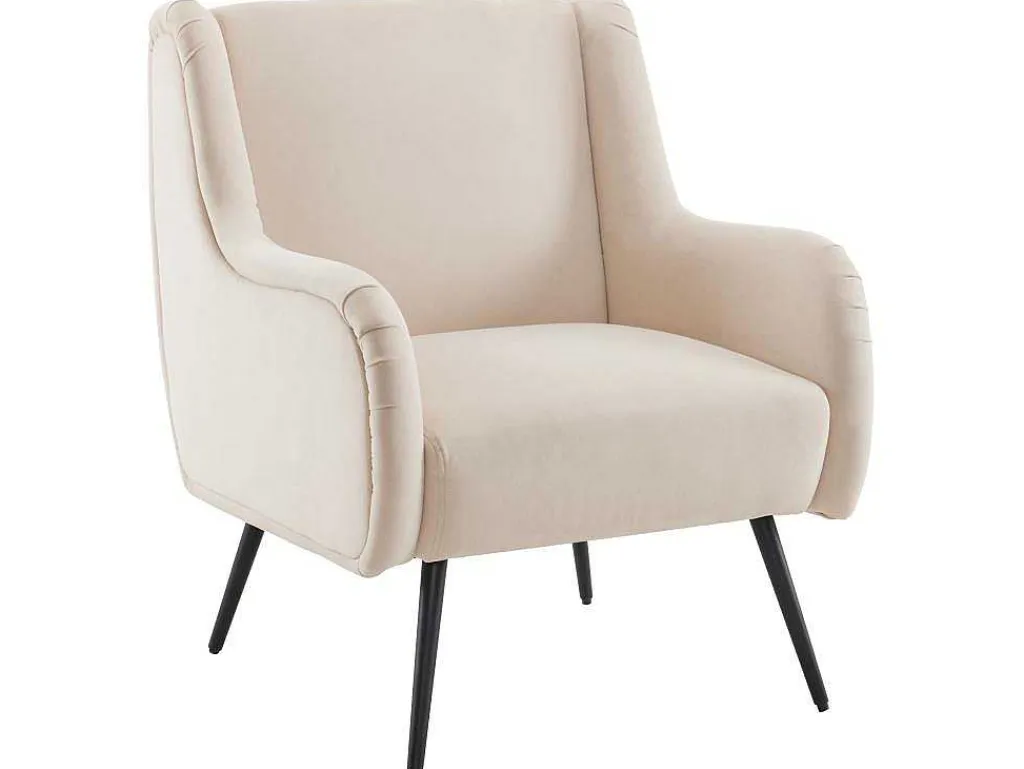 Moderne Loungestoel - Enkele Bank Met Armleuningen - Metalen Poten - Beige-ModernLuxe
