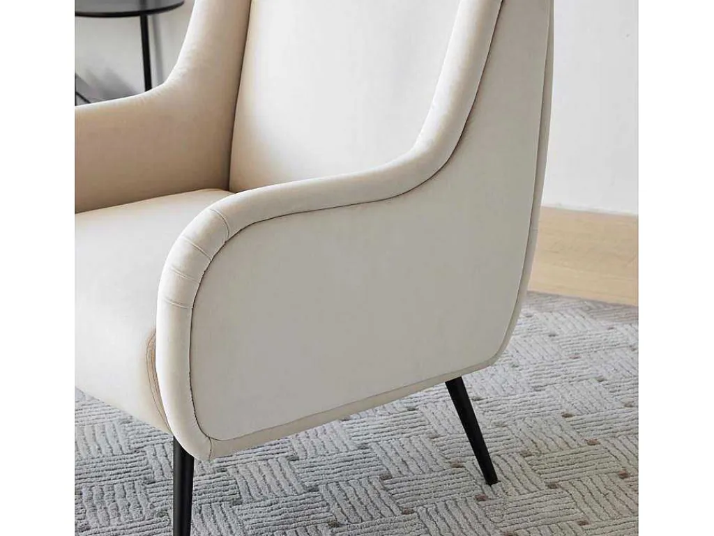 Moderne Loungestoel - Enkele Bank Met Armleuningen - Metalen Poten - Beige-ModernLuxe
