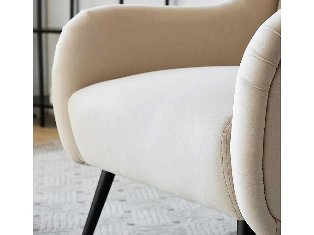 Moderne Loungestoel - Enkele Bank Met Armleuningen - Metalen Poten - Beige-ModernLuxe