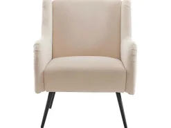 Moderne Loungestoel - Enkele Bank Met Armleuningen - Metalen Poten - Beige-ModernLuxe